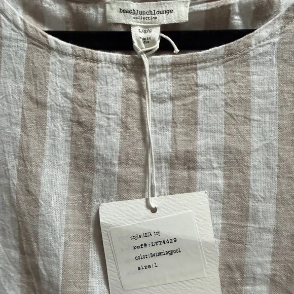 beachlunchlounge Beige and White Striped Blouse - Picture 4 of 4